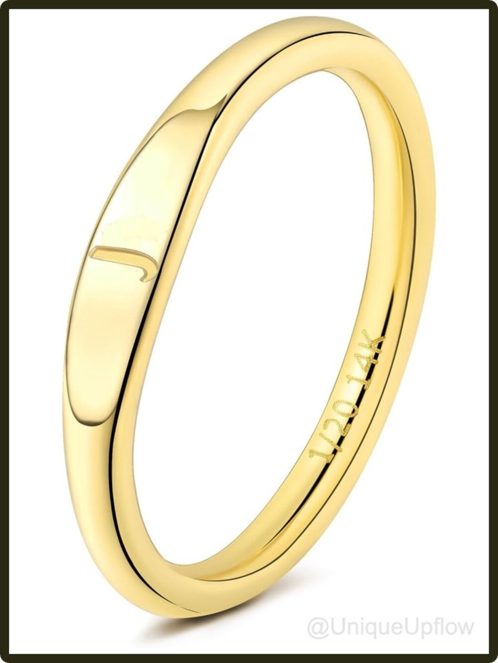 14K Gold Plated Initial Ring Non Tarnish Hypoallergenic Stackable Women